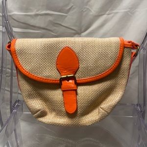 Straw bag with orange accents